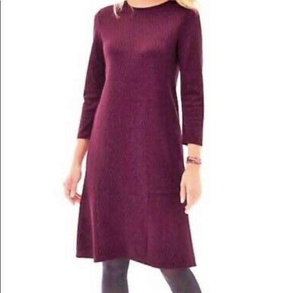 J. Jill Sweater Dress Size Medium Petite Burgundy Diamond Pattern Ponte Knit - Picture 2 of 6